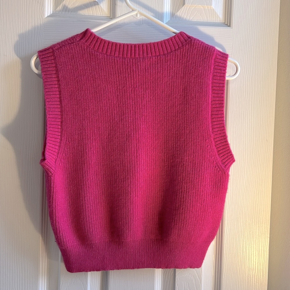 Hot pink sleeveless sweater. - Picture 2 of 2